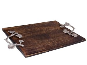 Wooden Serving <b>Tray</b> with Handles for Home Use Great for Everyday <b>Snacks</b> Food or Gifts Rectangular Decorative <b>Tray</b> - Product Image 5