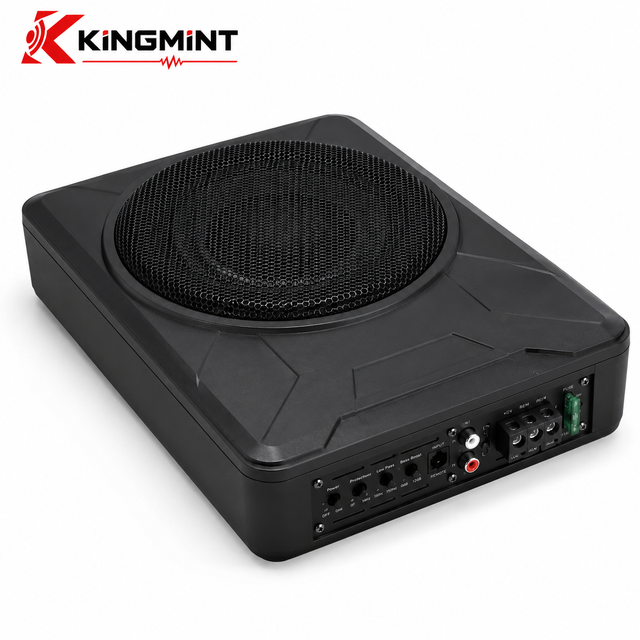 Under Seat Car Subwoofer 10 Inch Powered Active Slim Subwoofer Built-in Amp 120W RMS 600W Max 4 Ohm Universal for Car Audio