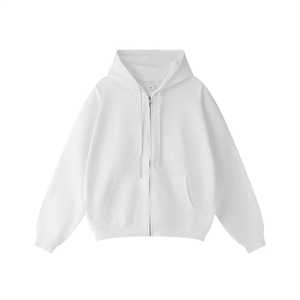 Best Heavyweight Oversized Boxy Zip up Sudadera con capucha corta con cremallera personalizada Hombres Drop Shoulder Streetwear Sudaderas con capucha y sudaderas para hombres - Product Image 3