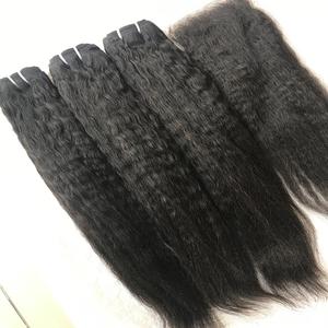 Extensions de cheveux humains mongoliens lisses, non traités, à cuticules alignées, vierges, Yaki, de 18 pouces, provenant d'un vendeur de cheveux indiens - Product Image 2