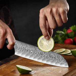 Venta al por mayor pedidos a granel personalizados OEM ODM servicio profesional japonés Damasco acero cocina Chef cuchillo fijo hoja afilada - Product Image 5
