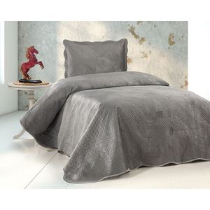 Cubrecama Toscana Individual 180x240 cm, Diseño Moderno en Gris, Algodón y Poliéster, Jacquard Liso Estampado, para Hogar y Hoteles - Product Image 1