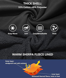 <b>Mens</b> <b>Fleece</b> <b>Lined</b> Pullover Hoodie Thick Hooded <b>Jacket</b> Winter Warm Casual Solid Digital Printing Athletic Sweatshirt - Product Image 2