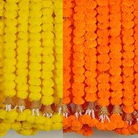 Guirlande décorative bohème faite à la main en marguerites artificielles avec pompons pour anniversaire, mariage, événement, Pooja, Mandap, scène, et guirlandes florales
