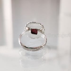 Joyería de piedra en bruto, anillo para mujer, granate Natural, piedra preciosa cruda, piedra natal de enero, anillo bohemio, joyería, anillo de Plata de Ley 925 - Product Image 5