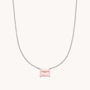 Collar de Cadena Geométrica Chapado en Oro Rosa con Acentos de Granate, Cuarzo, Amatista, Diamante, Turquesa y Perla - Product Image 4