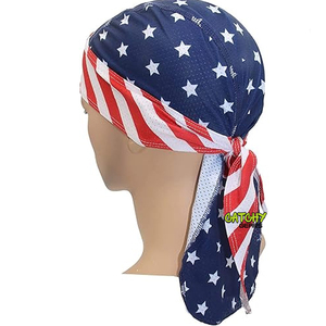 Wholesale Luxury Printed <b>Silk</b> Bandana <b>Durag</b> Doo Rags Silky Satin Du Rags Headband Custom Logo Designer Wave Durags For Men - Product Image 5