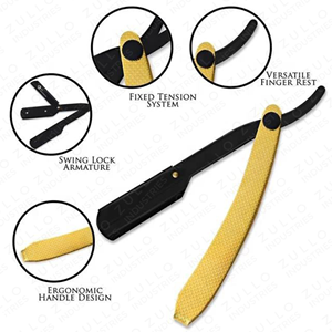 Premium Stainless Steel Leaf Style Straight <b>Barber</b> Razor Half <b>Blade</b> Folding Shaving Tool Custom Logo OEM Private Label - Product Image 5