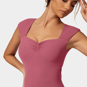 Vente en gros d'usine de vêtements de sport une pièce à manches longues pour le fitness vêtements d'entraînement body à la mode combinaison de yoga à demi-fermeture éclair - Product Image 6