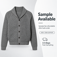 Pulls épais pour hommes FNJIA, cardigan 100% laine, pulls pour hommes avec boutons, col châle, manches longues, tricot texturé, automne