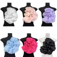 Organza 3d Fleur Applique Organza Grand Écusson Floral Rose pour Robe de Mariée, Robe de Mariée et Décoration de Vêtements DIY