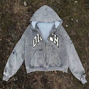 Sweat à capuche personnalisé poids lourd délavé à l'acide pour hommes 100% coton double fermeture éclair technique perlée pour l'hiver - Product Image 5