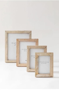 Cadre photo vertical personnalisé en bois d'acacia rustique classique écologique avec design en rotin, artisanat Saniya - Product Image 6