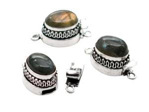 Piedra preciosa labradorita 1 hebra, 2 y 3 hebras cierre de caja antiguo Starling plateado 26X15X10MM Cierre de fabricación de joyas B702 - Product Image 2