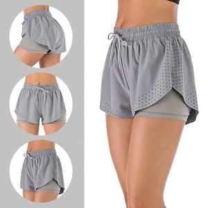 Venta al por mayor de nailon para entrenamiento de levantamiento de glúteos personalizado atlético a juego Sexy gimnasio Fitness verano Yoga Biker mujeres pantalones cortos conjuntos - Product Image 1