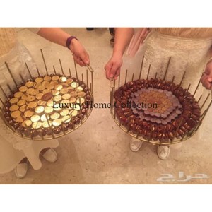 Metal Unique Shape <b>Platter</b> and Bowl Gold Color Made of Iron Chocolate Serving Dish Tabletop Dining Ware Fine Dine Supplies - Product Image 2
