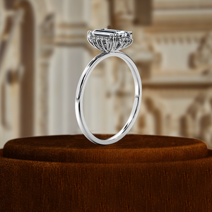 Bague en or blanc 14 carats massif avec halo de diamants, bague de fiançailles avec diamant de laboratoire de 1 carat, bague de mariage avec halo de diamants certifiée IGI - Product Image 5