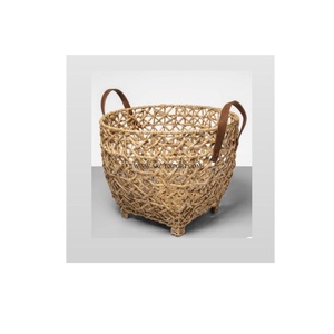 Panier de rangement pour aliments et légumes avec poignées en cuir, panier de rangement pour accessoires de maison et de cuisine de grande qualité - Product Image 1