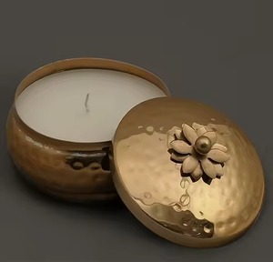 Pot de bougie rond en cuivre écologique fait à la main de haute qualité pour la décoration de la maison résistant à la chaleur pour la fabrication de bougies votives de noël - Product Image 4