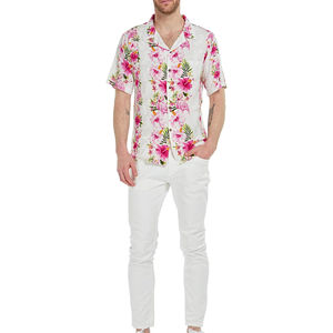 Nouvelle Collection Été 2026 : Chemises Hawaïennes Décontractées pour Hommes à Col en V en Tissu Toile Écologique Respirant et Anti-Plis à Manches Courtes - Product Image 2