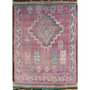 Tapis en laine noués à la main Nuray, motif géométrique rose et violet, pour la décoration de la maison, du salon ou de la voiture, taille 9x12 - Pae-4543 - Product Image 1