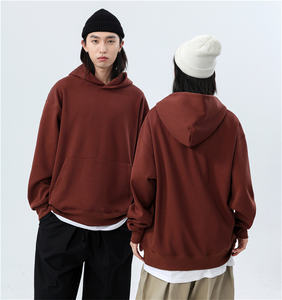 Sweat à capuche en molleton épais 500gsm, sweat à capuche oversize à épaules tombantes, sans ficelle, pull à capuche unisexe pour homme - Product Image 2