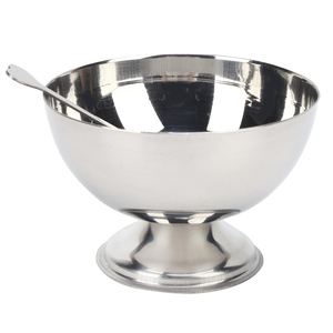 Hotels & Restaurants Rounded Food <b>Server</b> <b>Bowl</b> Silver Metal Kitchen <b>Salad</b> Serving Dinnerware for Fast Food & Noodles - Product Image 2