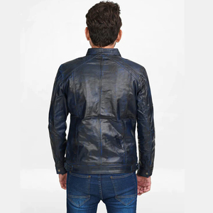 Vêtements d'extérieur tendance, haut en cuir moulant, cuir noir pour hommes, vestes en cuir, logo personnalisé, couleur de la veste pour hommes - Product Image 2