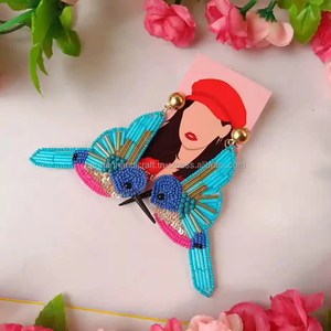 Pendientes de Lágrima con Cuentas Hechos a Mano, Diseño de Ojo con Borla de Cuentas y Resina, Joyería de HANNAN HANDICRAFT - Product Image 2