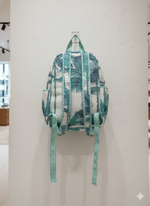 Sac à dos matelassé unisexe en coton avec fermeture éclair, motif floral imprimé à la main, écologique, léger, élégant, doublure en coton biologique - Product Image 2