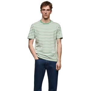 เสื้อยืดคอกลมสำหรับผู้ชายเสื้อคอตตอนลายขวางพิมพ์ลายทางทรงหลวม230 GSM โอเวอร์ไซส์จากผู้ผลิตเสื้อผ้า OEM - Product Image 3