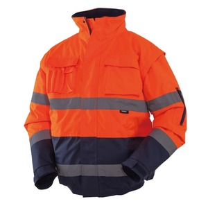 Hi Vis winter jacket for men, waterproof jacket with <b>detachable</b> <b>sleeves</b>, workwear - Product Image 2