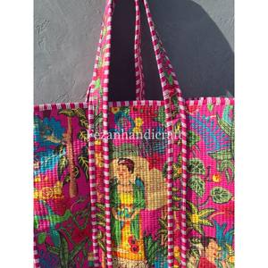 Women's Handmade Cotton <b>Tote</b> Shoulder <b>Bags</b> Summer Floral Animal Print <b>Quilting</b> Embroidery Open Closure for Spring Autumn - Product Image 3