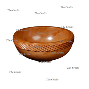 Bol à salade au design extrêmement soigné, en bois, décoratif, avec cuillères, au prix de gros - Product Image 6