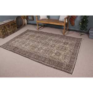 พรมตุรกีวินเทจ ขนาด 5.2x7.9 ฟุต สีน้ำตาลลายจุด ทำจากขนสัตว์ - Product Image 1