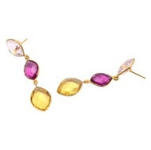 Citrien-pendientes de cuarzo con forma de pera, turmalina, Cuarzo Rosa, GEMA, Plata de Ley 925, novedad - Product Image 1