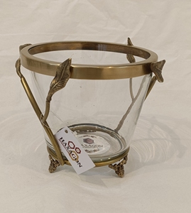 ชามผสมโลหะและแก้วขอบทองเหลืองทองและฐานทรงกลมชามแก้ว - Product Image 3