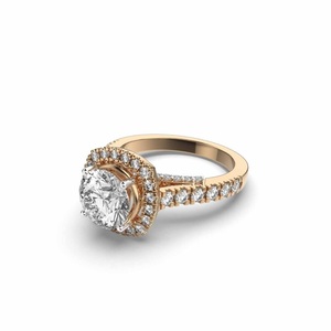 Anillo de diamante cultivado en laboratorio de corte redondo, banda de compromiso de oro blanco de 14 quilates, Diamante ecológico HPHT - Product Image 4