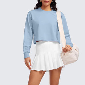 สเวตเตอร์คอตตอนสำหรับผู้หญิง, เสื้อกันหนาวแขนยาวทรงครอปโอเวอร์ไซส์ทรงครอปแฟชั่นสีพื้นสำหรับผู้หญิง100% - Product Image 2