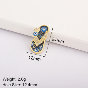 Dijes de Moda QIKU con Forma de Zapatilla, Chapados en Oro de 18K, con Circonita, para Hacer Collares, Venta en Línea - Product Image 6