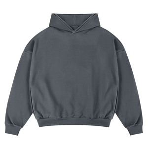 เสื้อมีฮู้ดผ้าฟลีซสีเทาเข้มสำหรับผู้ชาย, เสื้อสวมหัวโอเวอร์ไซส์โอเวอร์ไซส์ผ้าฟลีซผ้าคอตตอนหนาอบอุ่นเสื้อผ้าแนวสตรีท OEM OEM OEM OEM - Product Image 2