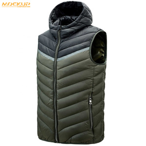 Men Sleeveless <b>Gilet</b> Wholesale Breathable Polyester <b>Lightweight</b> Puffer Vest Solid Pattern Winter Outerwear - Product Image 4