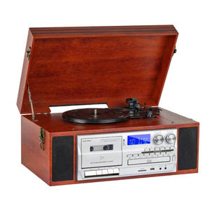 Double Built-in Speakers Record Player Cassette Recording Turntable <strong>AM</strong> FM Radio with <strong>Vinyl</strong> to MP3 Function All-in-one Gramophone - Product Image 1