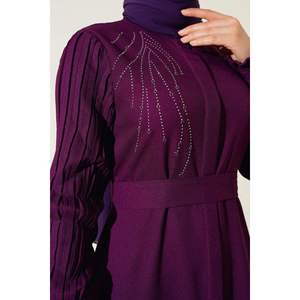 Abaya Stone à Manches Plissées Violet - Product Image 4