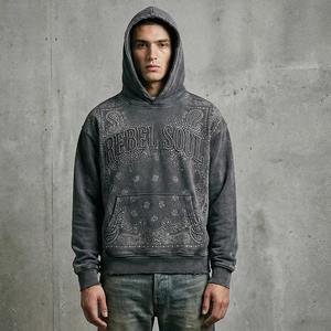 Sudadera con Capucha de Alta Calidad 100% Algodón para Hombre, Corte Holgado, Estampado Otoñal, Mangas Largas, Bordado con Pedrería, Última Moda, Logotipo Personalizado - Product Image 1