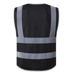 Gilet réfléchissant de sécurité en maille à haute visibilité avec gilets réflecteurs de travail à manches courtes OEM/ODM - Product Image 5