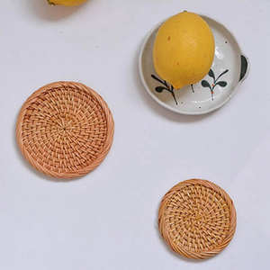 Handmade Natural Wood Classic Eco-Friendly Coaster Woven <b>Trivet</b> for Teacup Custom Size Brown - Product Image 2