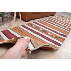 Tapis turc vintage, tapis de couloir 3,2x11,8 pieds, tapis Herki Ikat marron - Product Image 3