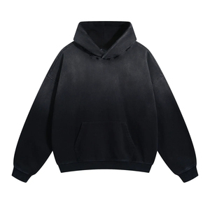 Alta calidad 500gsm Heavyweight Pullover Hoodie French Terry Hoodies Drop Shoulder Heavy Oversized Unisex Distress Faded Hoodies - Product Image 5