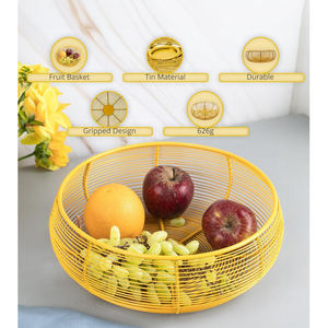 Top Creative Design <b>Round</b> Gold Plated Iron Wire Fruit <b>Basket</b> <b>Round</b> Shape <b>Storage</b> <b>Basket</b> Custom Size Kitchen Utensil Holder Deco - Product Image 6